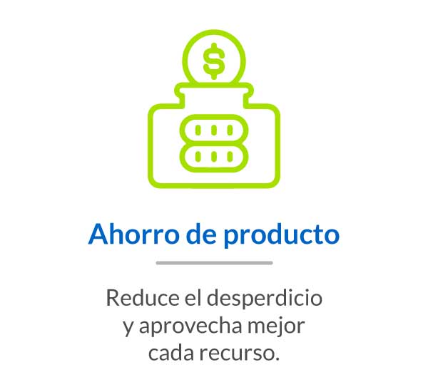 Icono de ahorro de producto y reducción de desperdicios en maquinaria de envasado